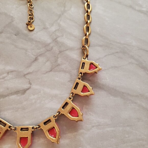 🎀 Stella and Dot Hot Neon Rhinestones Crystals Vintage Antiqued Gold Statement - Picture 10 of 13